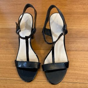 Black patent leather sandals
